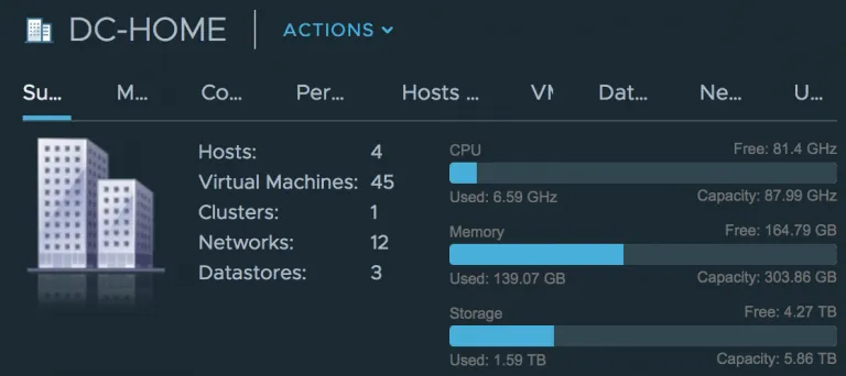 vCenter screenshot of DC-HOME