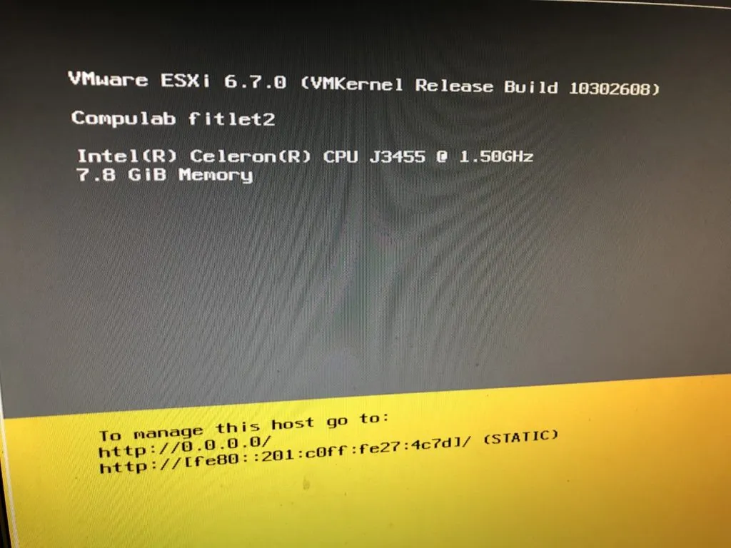 ESXi console