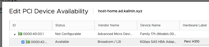 ESXi PCI Device Availability