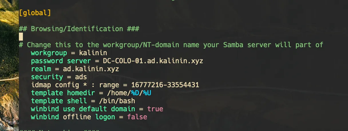 smb.conf file