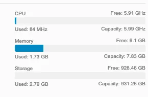 Specs shown in vCenter