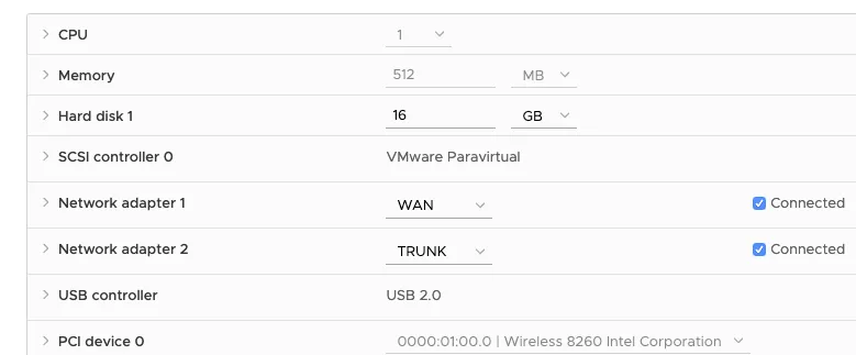 VyOS VM Settings