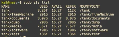 ZFS List